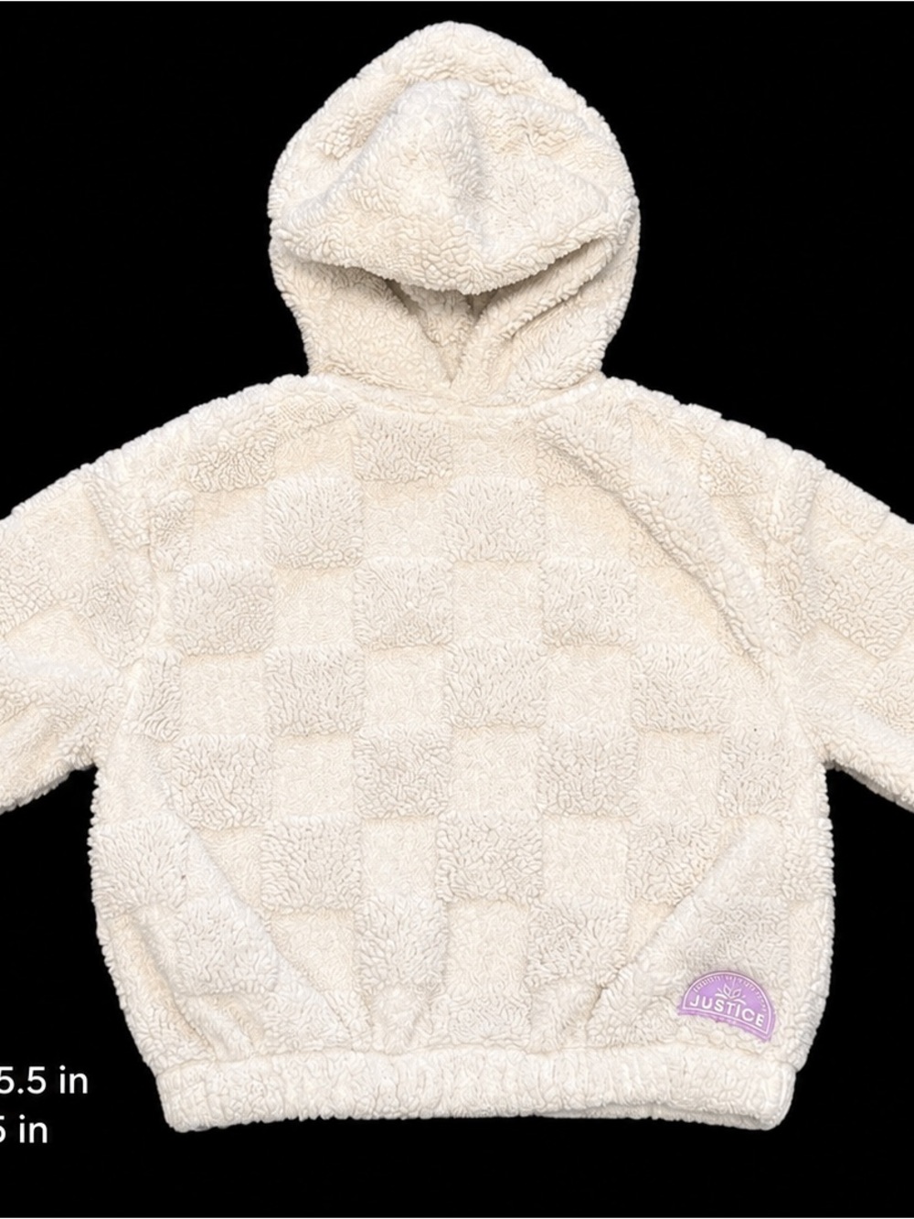 Justice Girls XS 5/6 Cream Sherpa Hooded Jacket Cozy Fleece